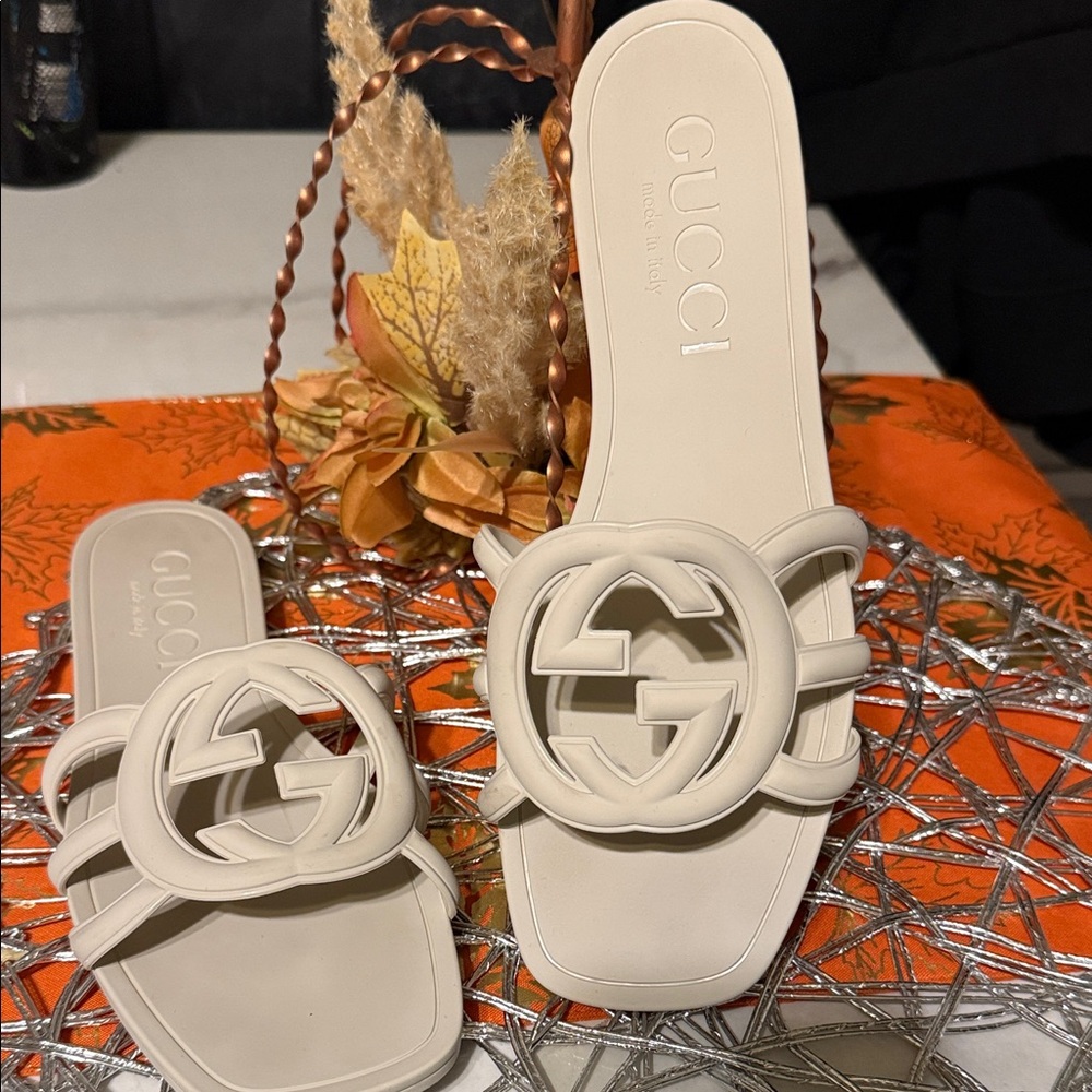 Gucci Women's Ivory Slide Sandals